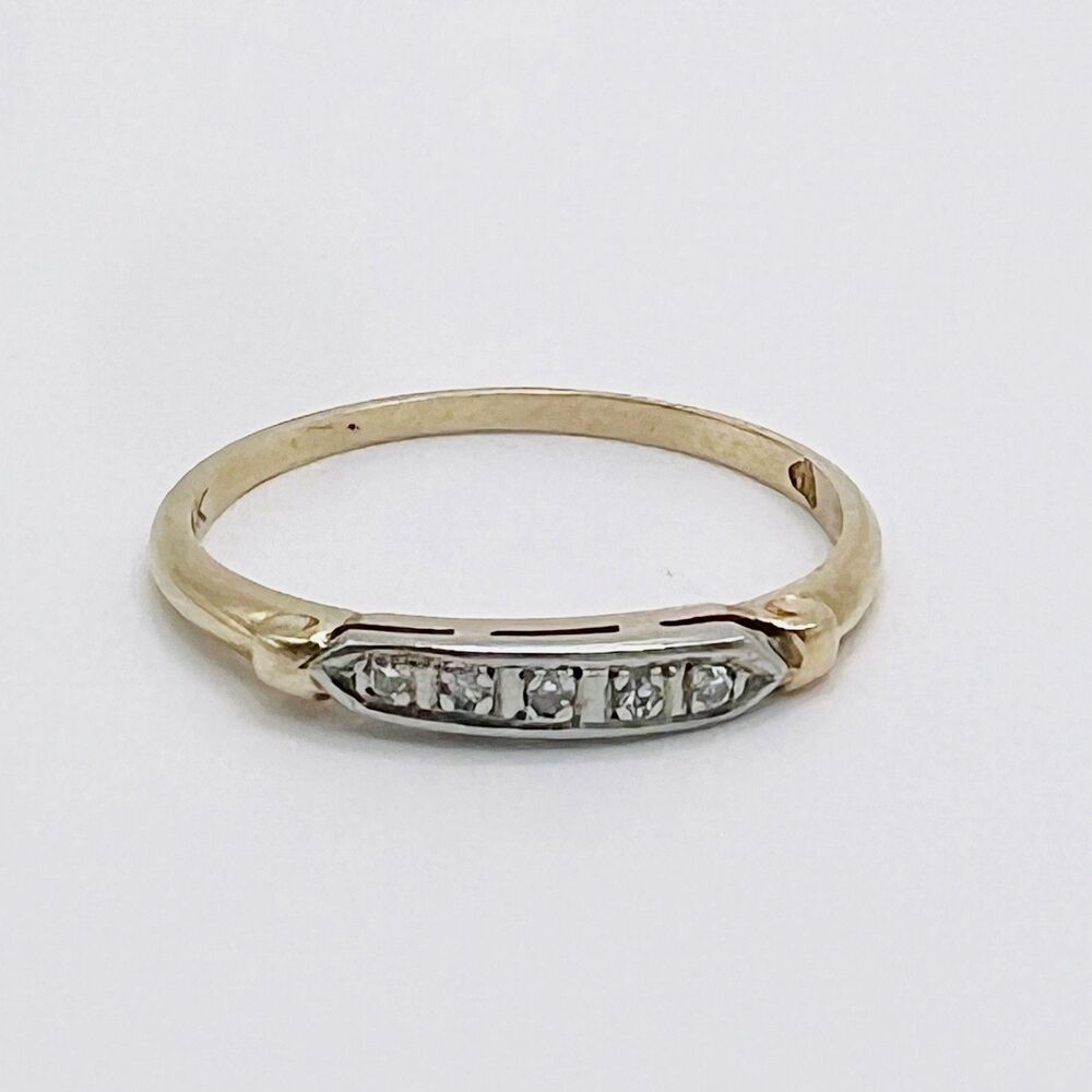 Vintage 14k Gold Diamond Ring Band Size 6 Signed